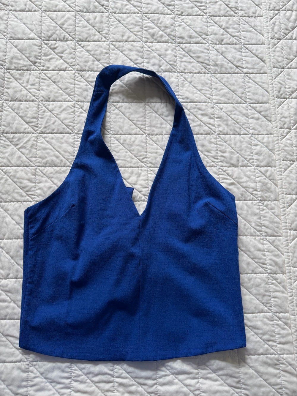 Zara Royal Blue Halter V-Neck Crop Top